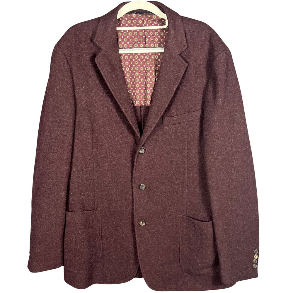 Brooks Brothers Sport Coat Mens 44L Burgundy Wool Regent 3-Button Blazer